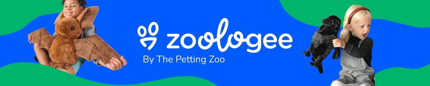A Zoologee ribbon with photographs of two children holding plush animals