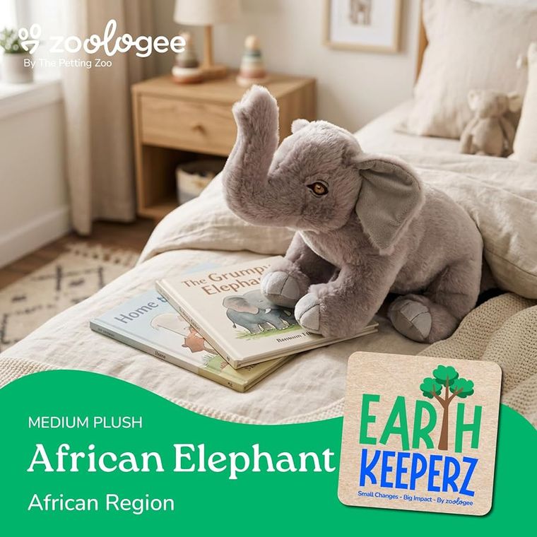 African Elephant Stuffed Animal Plushie by Zoologee, view 3