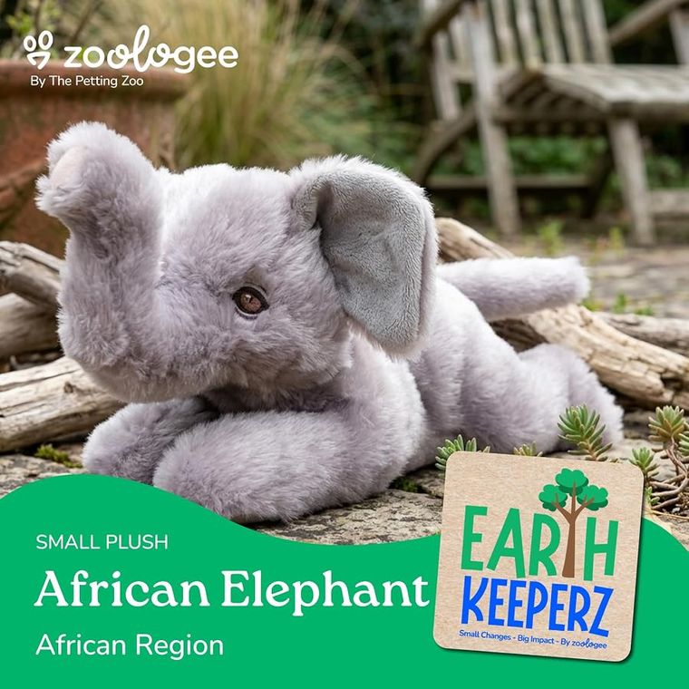 African Elephant Stuffed Animal Plushie by Zoologee, view 3