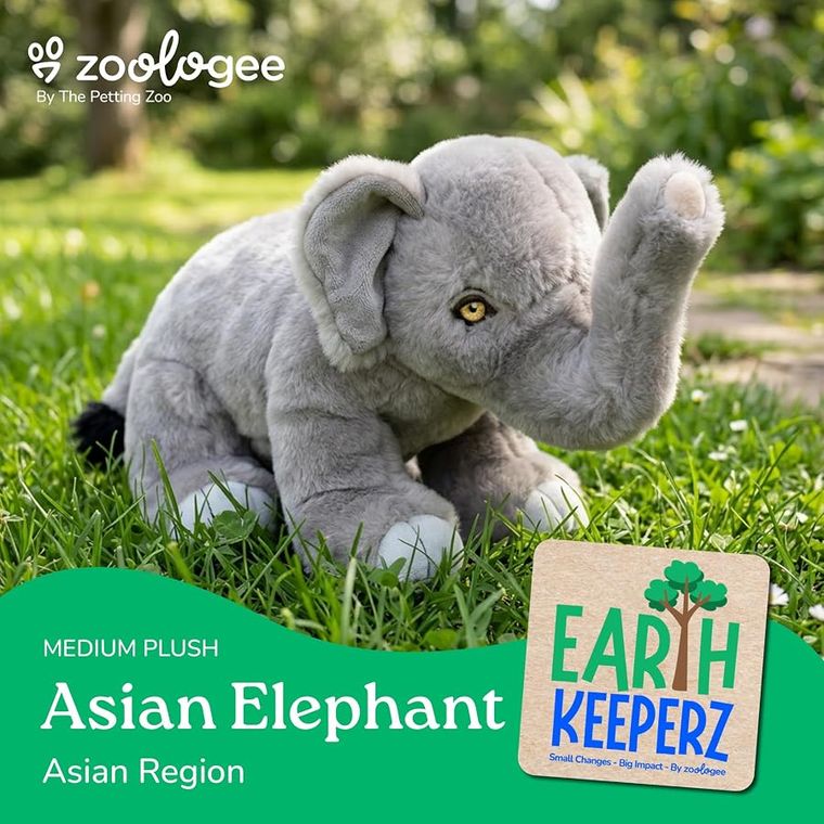 Asian Elephant Stuffed Animal Plushie by Zoologee, view 3