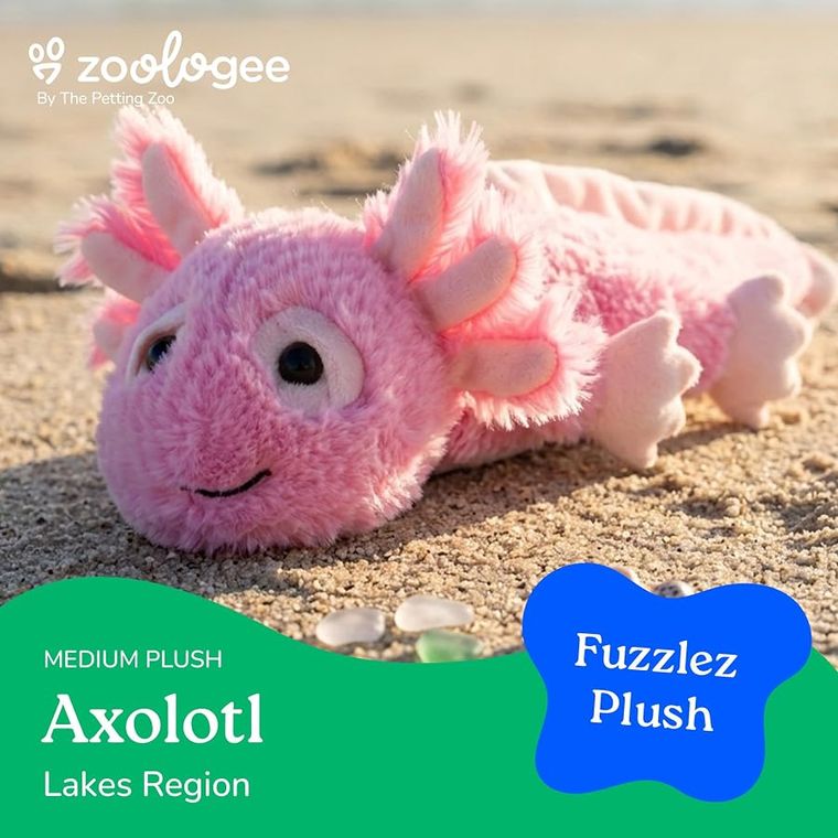 Axolotl Stuffed Animal Plushie, Fuzzlez by Zoologee, view 3