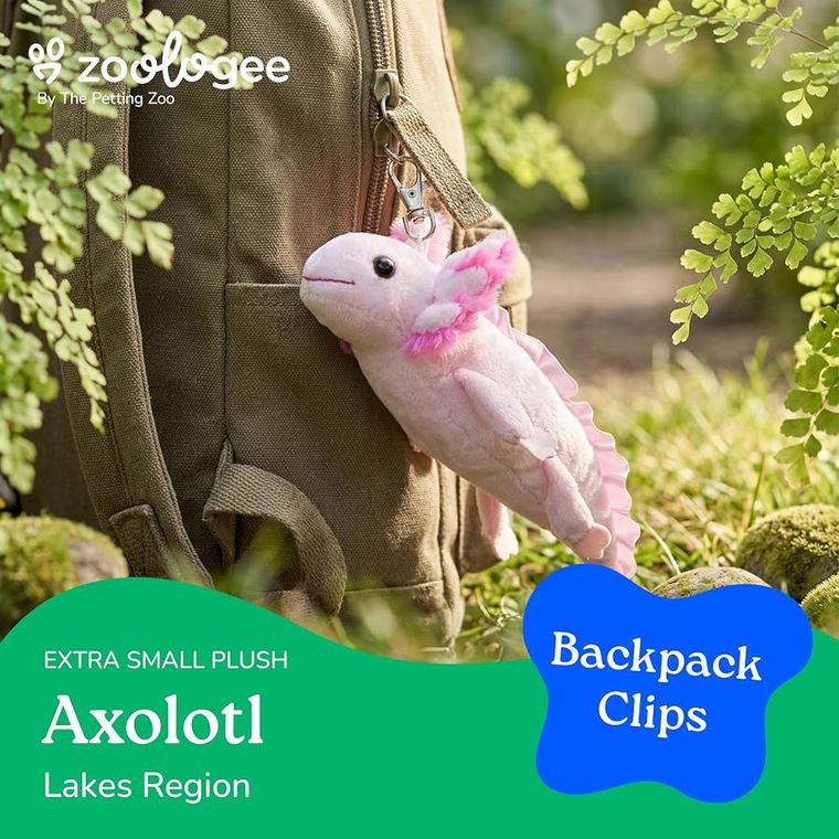 Axolotl Plush Bag Charms Stuffed Animal by Zoologee, view 3