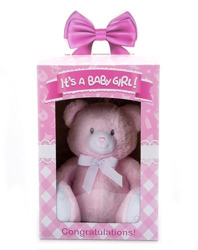 Bently Teddy Bear Stuffed Animal, It's a Girl Pink by Zoologee