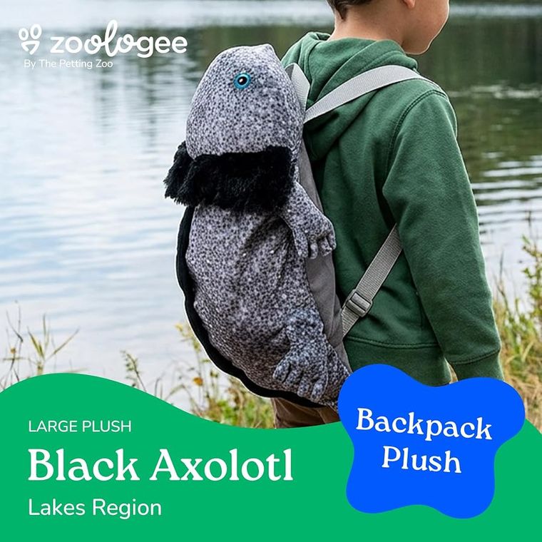 Black Axolotl Plush Backpack Stuffed Animal by Zoologee, view 3