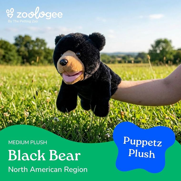 Black Bear Hand Puppet Stuffed Animal by Zoologee, view 3