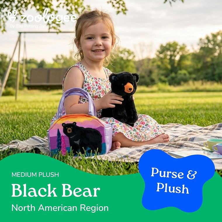 Black Bear Purse Plush Set Stuffed Animal by Zoologee, view 3