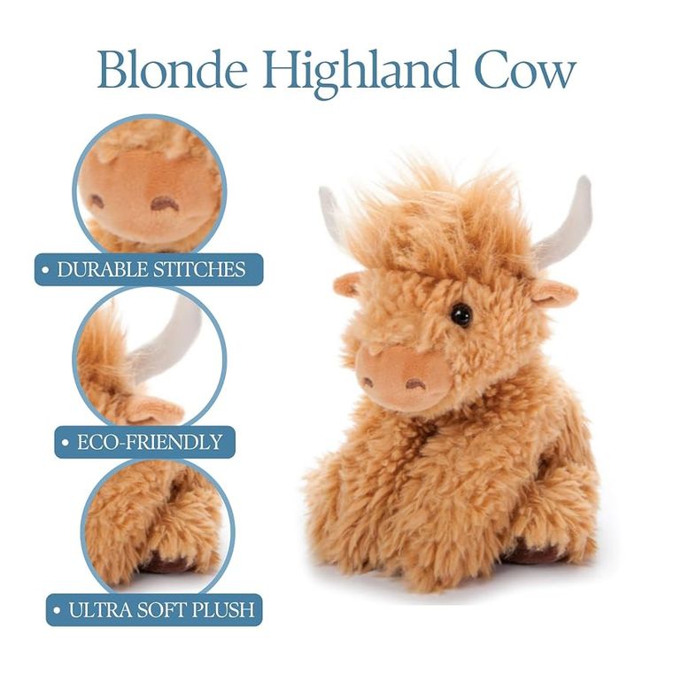 Blonde Highland Cow Stuffed Animal Plushie, Wild Onez by Zoologee, view 3