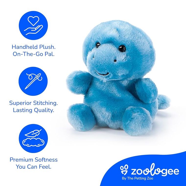 Blue Brachiosaurus Stuffed Animal Plushie, Nuggetz by Zoologee, view 3