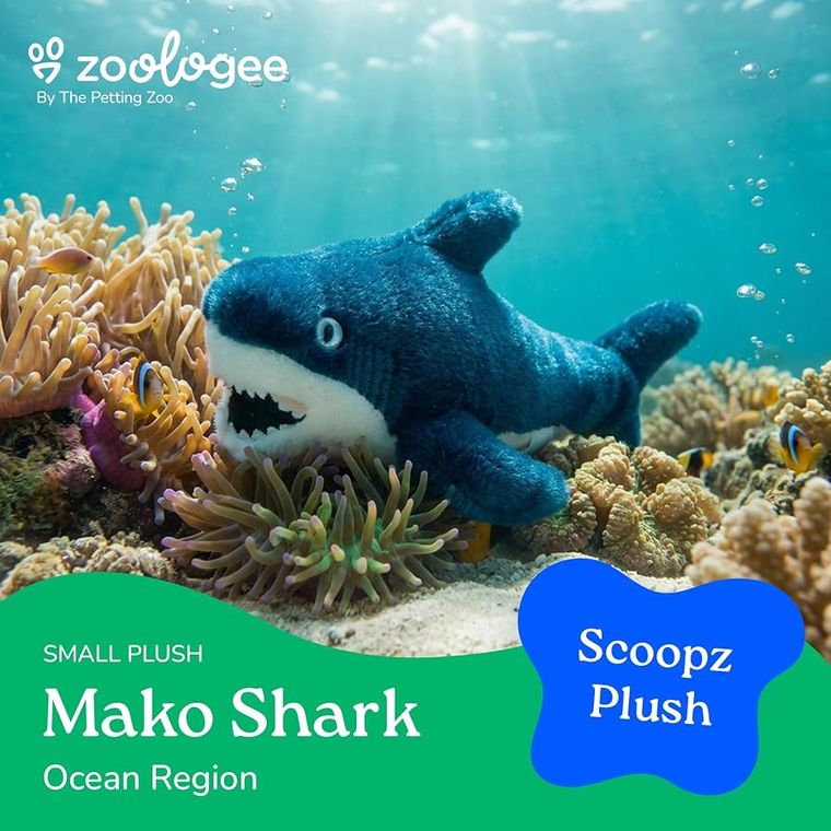 Blue Mako Shark Stuffed Animal, Scoopz by Zoologee, view 3