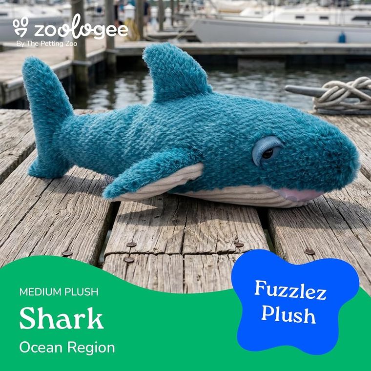 Blue Shark Stuffed Animal Plush, Fuzzlez by Zoologee, view 3