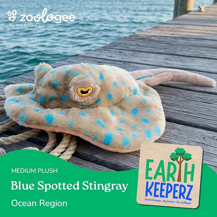 Blue-Spotted Stingray Stuffed Animal by Zoologee, view 3