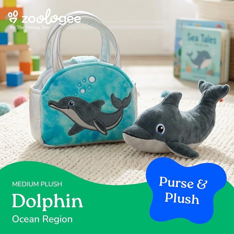 Bottlenose Dolphin Purse Plush Set Stuffed Animal by Zoologee, view 3