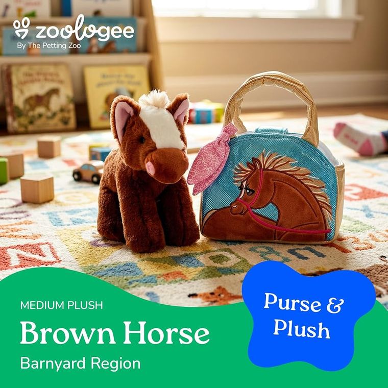 Brown Horse Purse Plush Set Stuffed Animal by Zoologee, view 3