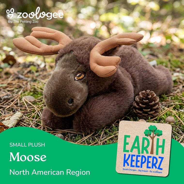 Brown Moose Stuffed Animal Plushie by Zoologee, view 3