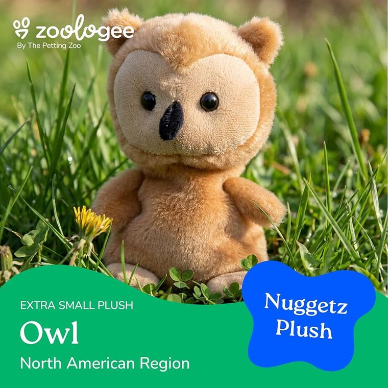 Brown Owl Stuffed Animal Plushie, Nuggetz by Zoologee, view 3