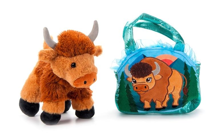 Brown Pet Carrier Bison Purse Plush Set Stuffed Animal by Zoologee, view 2