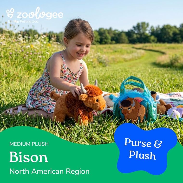 Brown Pet Carrier Bison Purse Plush Set Stuffed Animal by Zoologee, view 3