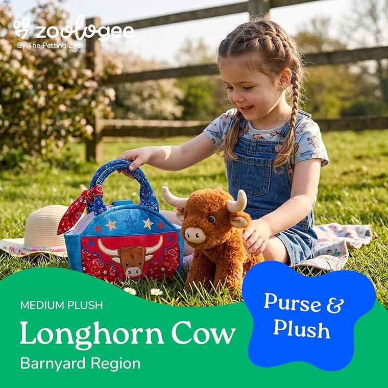 Brown Pet Carrier Longhorn Purse Plush Set Stuffed Animal by Zoologee, view 2