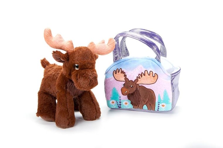Brown Pet Carrier Moose Purse Plush Set Stuffed Animal by Zoologee, view 2
