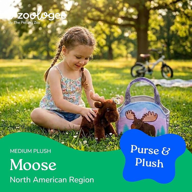 Brown Pet Carrier Moose Purse Plush Set Stuffed Animal by Zoologee, view 3