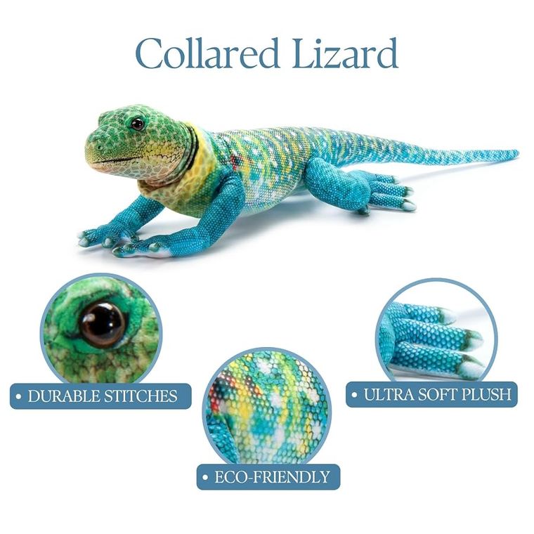 Collared Lizard Stuffed Animal Plushie, Wild Onez by Zoologee, view 3