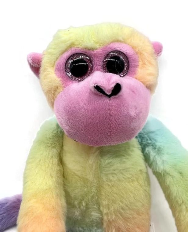 Colorful Hanging Monkey Stuffed Animal, Ombrez Monkey Plush Toy, 20" Pink by Zoologee, view 3