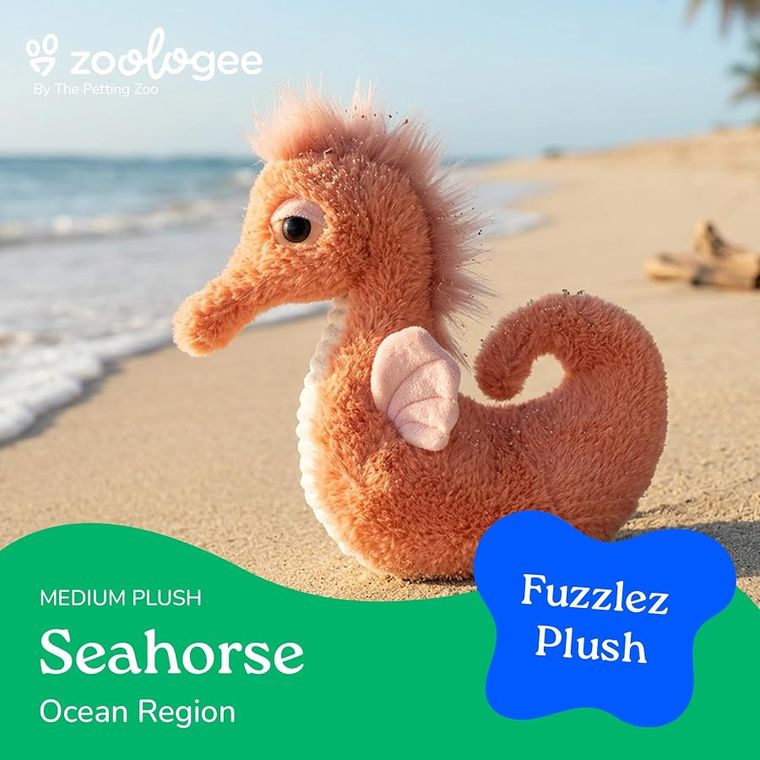 Coral Seahorse Stuffed Animal, Fuzzlez by Zoologee, view 3