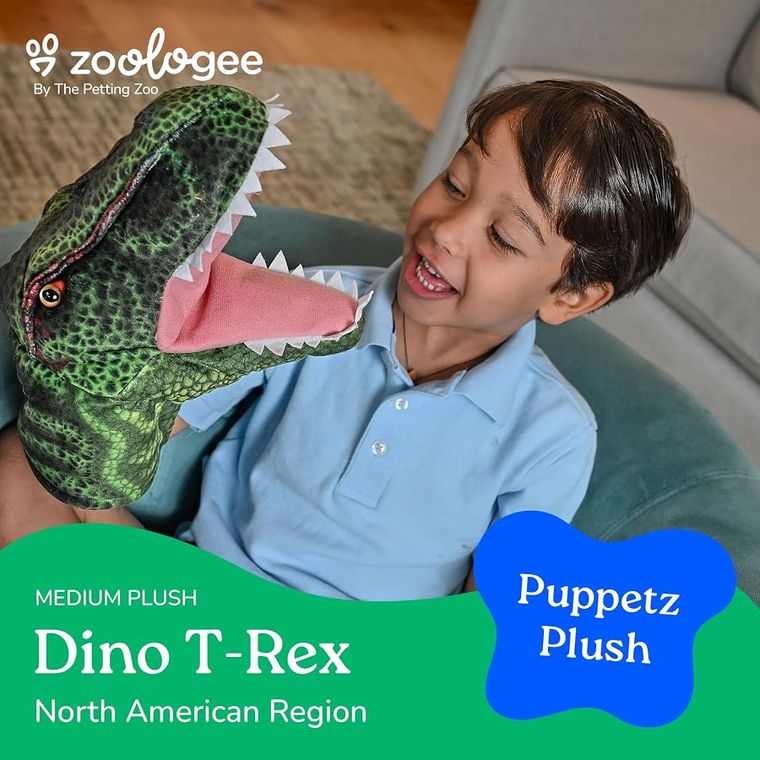 Dinosaur T-Rex Hand Puppet Stuffed Animal by Zoologee, view 3