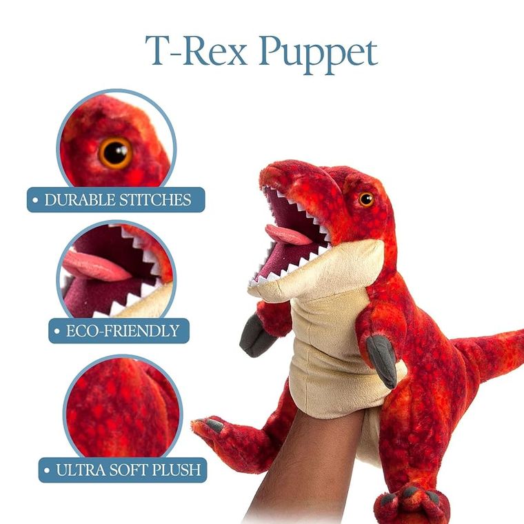 Dinosaur T-Rex Hand Puppet Stuffed Animal by Zoologee, view 3