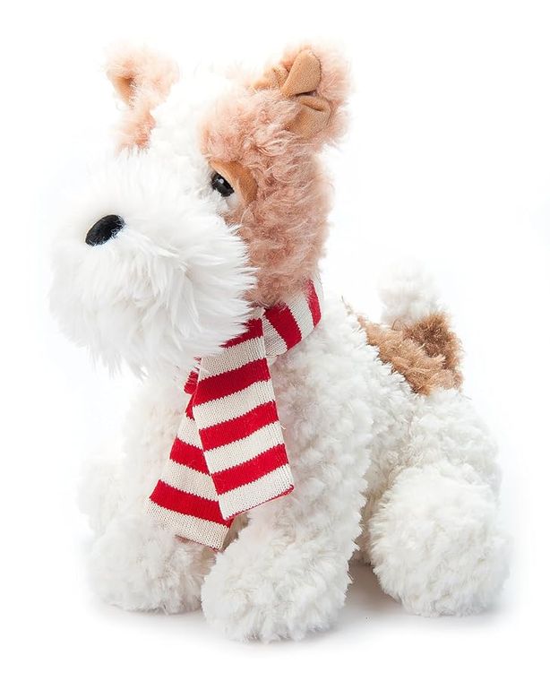Dog Plush Toy, Holiday Fuzzlez Schnauzer Puppy Plush Toy, 10" (White) by Zoologee, view 2