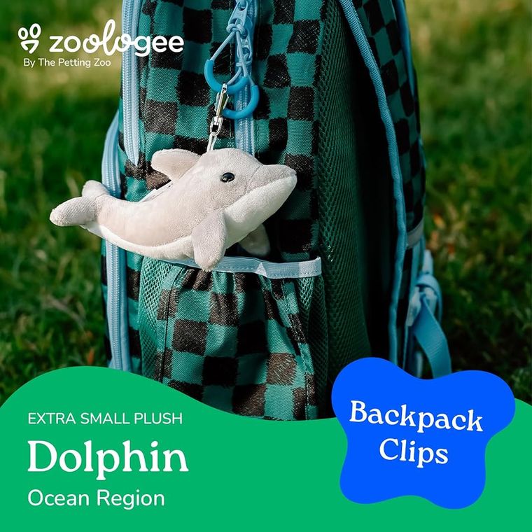 Dolphin Plush Bag Charms Stuffed Animal by Zoologee, view 3