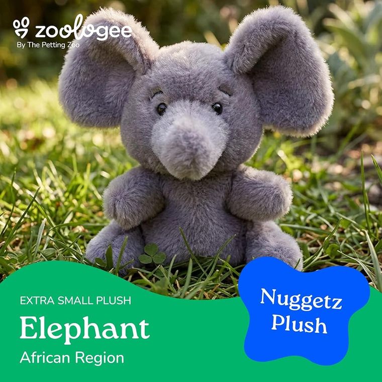 Elephant Stuffed Animal Plushie, Nuggetz by Zoologee, view 3
