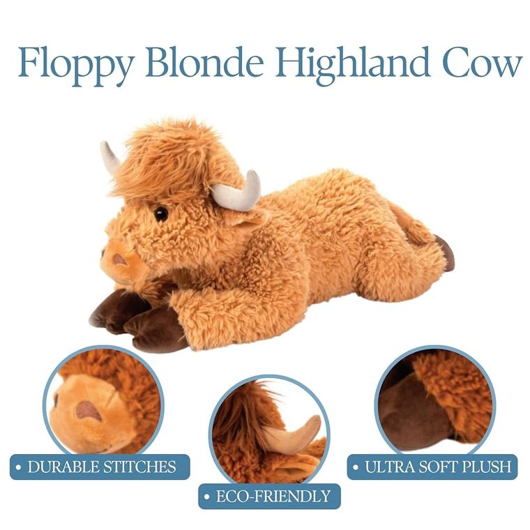Floppy Highland Cow Stuffed Animal, Blonde by Zoologee, view 3