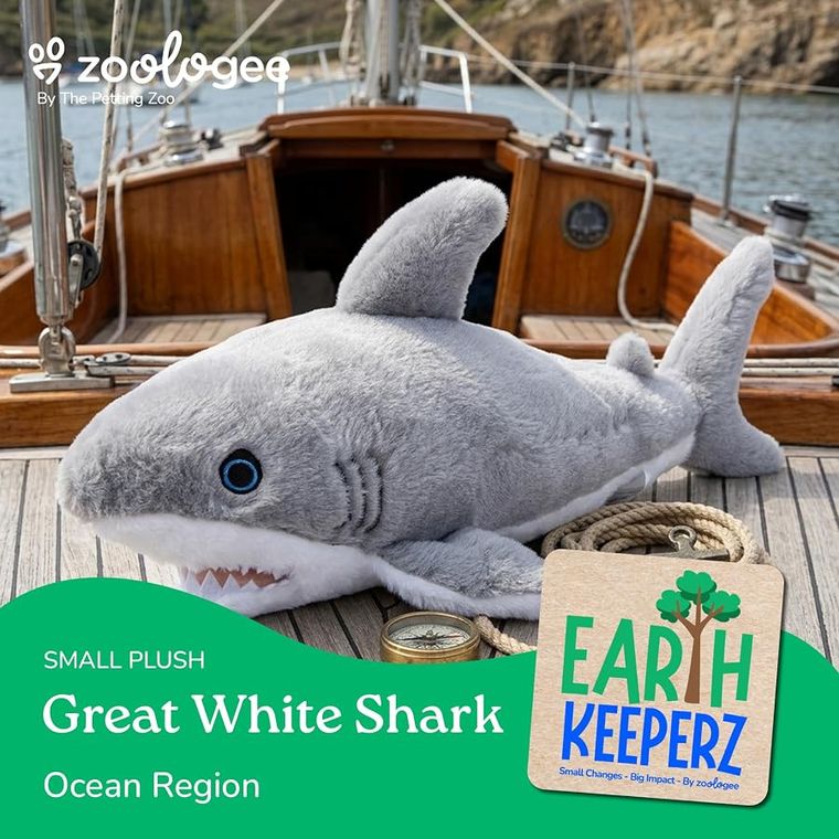 Great White Shark Stuffed Animal Plushie by Zoologee, view 3