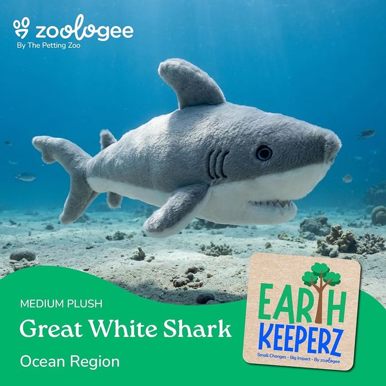 Great White Shark Stuffed Animal Plushie by Zoologee, view 3