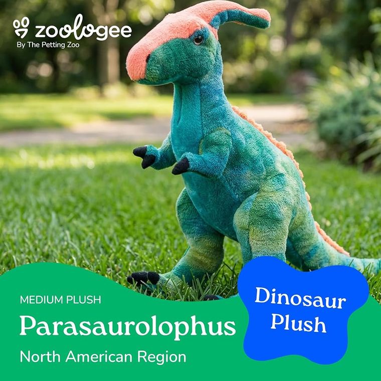 Green Parasaurolophus Dinosaur Stuffed Animal Plush by Zoologee, view 3