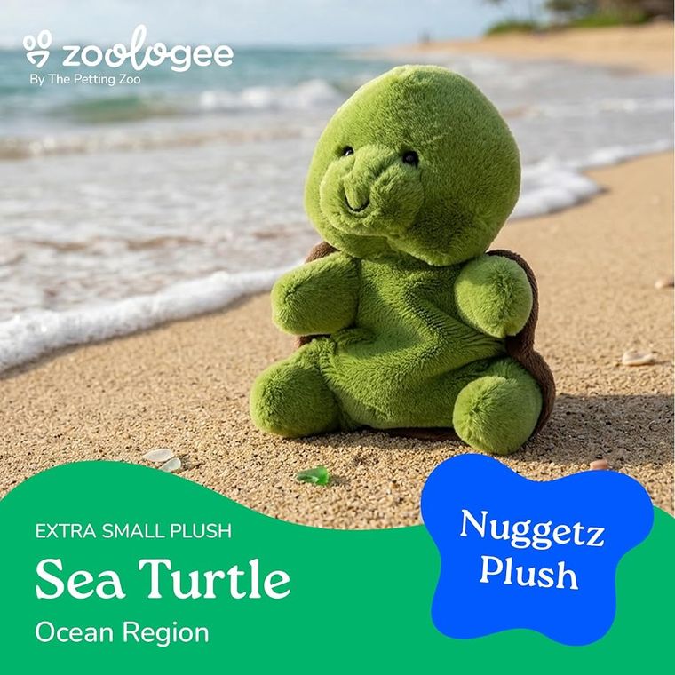 Green Tortoise Sea Turtle Stuffed Animal, Nuggetz by Zoologee, view 3
