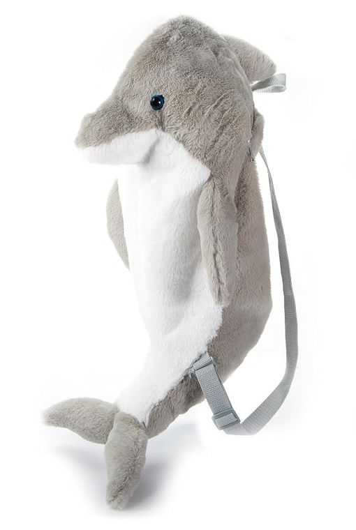 Grey Dolphin Plush Backpack Stuffed Animal by Zoologee, view 2