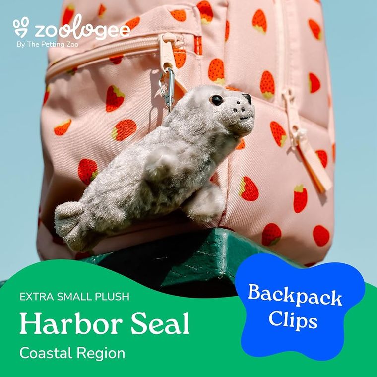 Grey Harbor Seal Plush Bag Charms Stuffed Animal by Zoologee, view 3