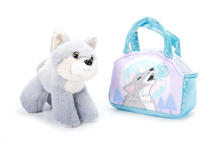 Grey Pet Carrier Wolf Purse Plush Set Stuffed Animal by Zoologee, view 2
