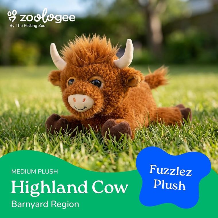 Highland Cow Stuffed Animal, Fuzzlez by Zoologee, view 3