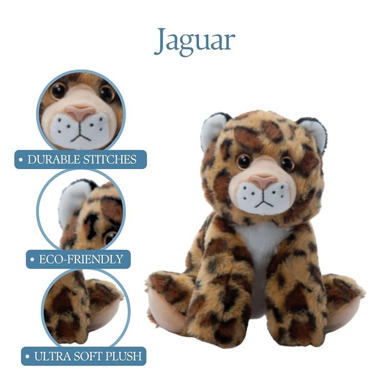 Jaguar Stuffed Animal Plushie, Wild Onez by Zoologee, view 3