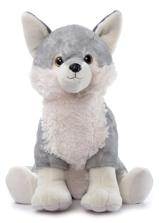 Jumbo Grey Wolf Stuffed Animal Plushie, Wild Onez by Zoologee, view 2