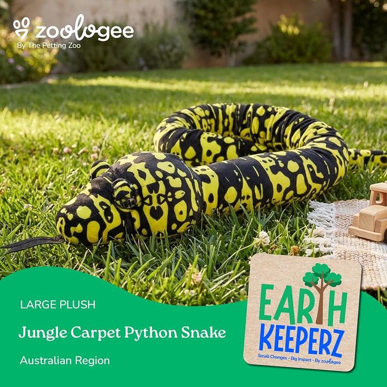 Jungle Carpet Python Snake Stuffed Animal Plushie by Zoologee, view 3