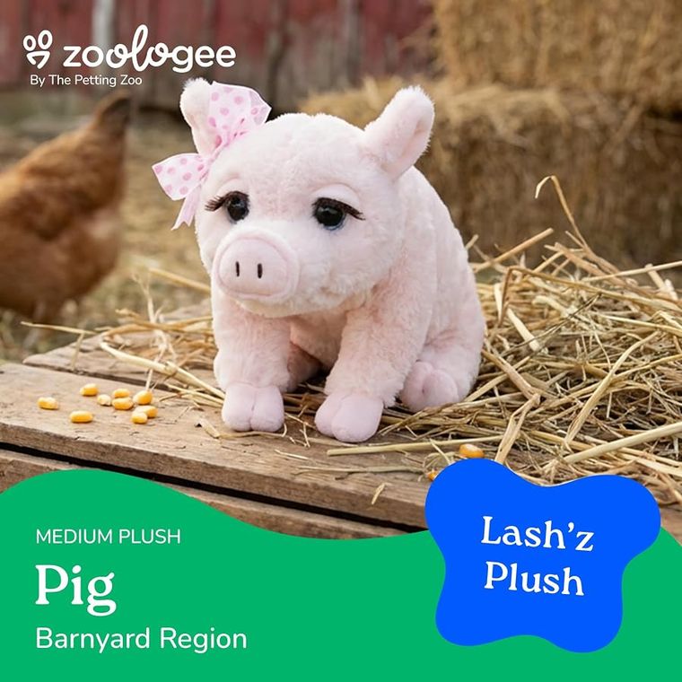 Lash'z Pig Stuffed Animal Plushie by Zoologee, view 3