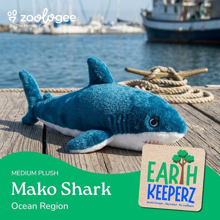 Mako Shark Stuffed Animal Plushie by Zoologee, view 3