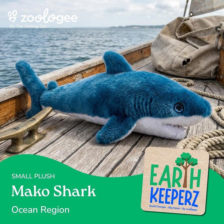 Mako Shark Stuffed Animal Plushie by Zoologee, view 3