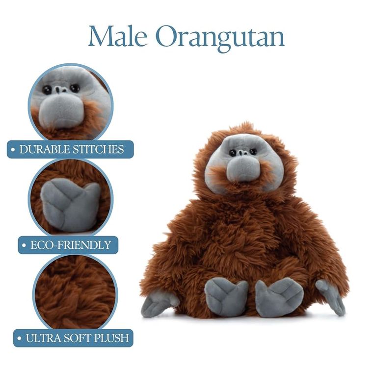 Male Orangutan Stuffed Animal, Wild Onez by Zoologee, view 3