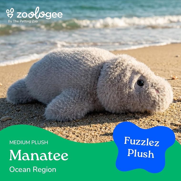 Manatee Stuffed Animal Plushie, Fuzzlez by Zoologee, view 3