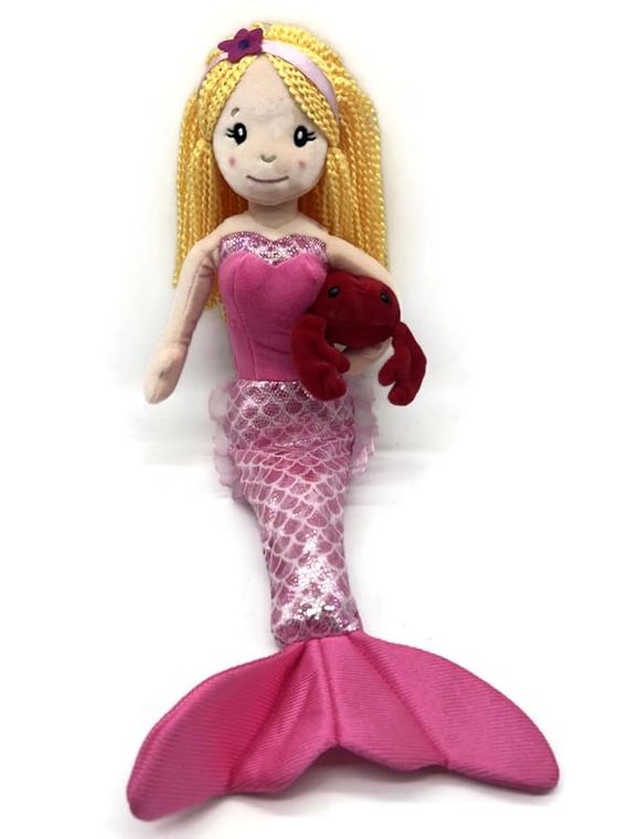 Mermaid Doll with Crab Stuffed Animal- Great Gifts for Girls, Plush Doll Mermaid with Crab Plush Toy- (Blonde) by Zoologee, view 2